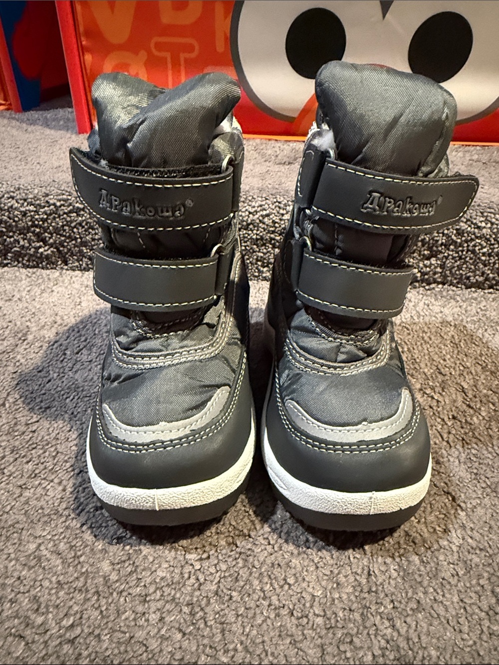Kids' Gray Winter Boots - Easy Velcro Closure